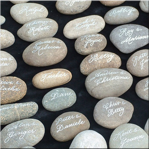 lettered rocks